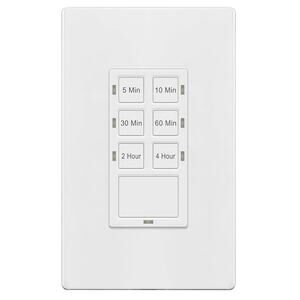 15 Amp 4-Hour In-Wall Push Button Countdown Timer Switch White
